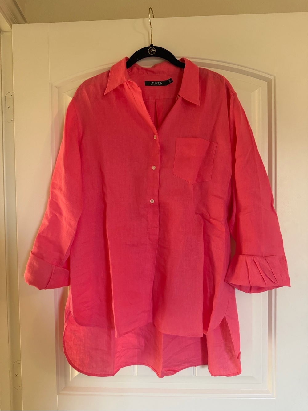 Ralph Lauren Coral Pink Linen Button-Down Shirt